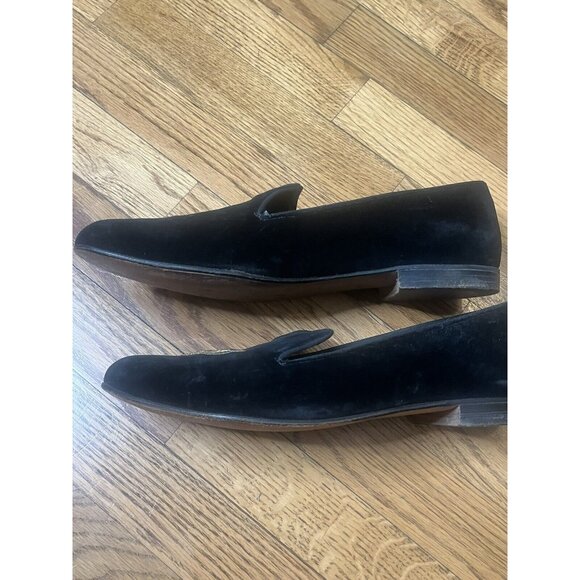 Incredible 1980s Brooks Brothers black velvet fox mask slippers loafers size 9 main image 13